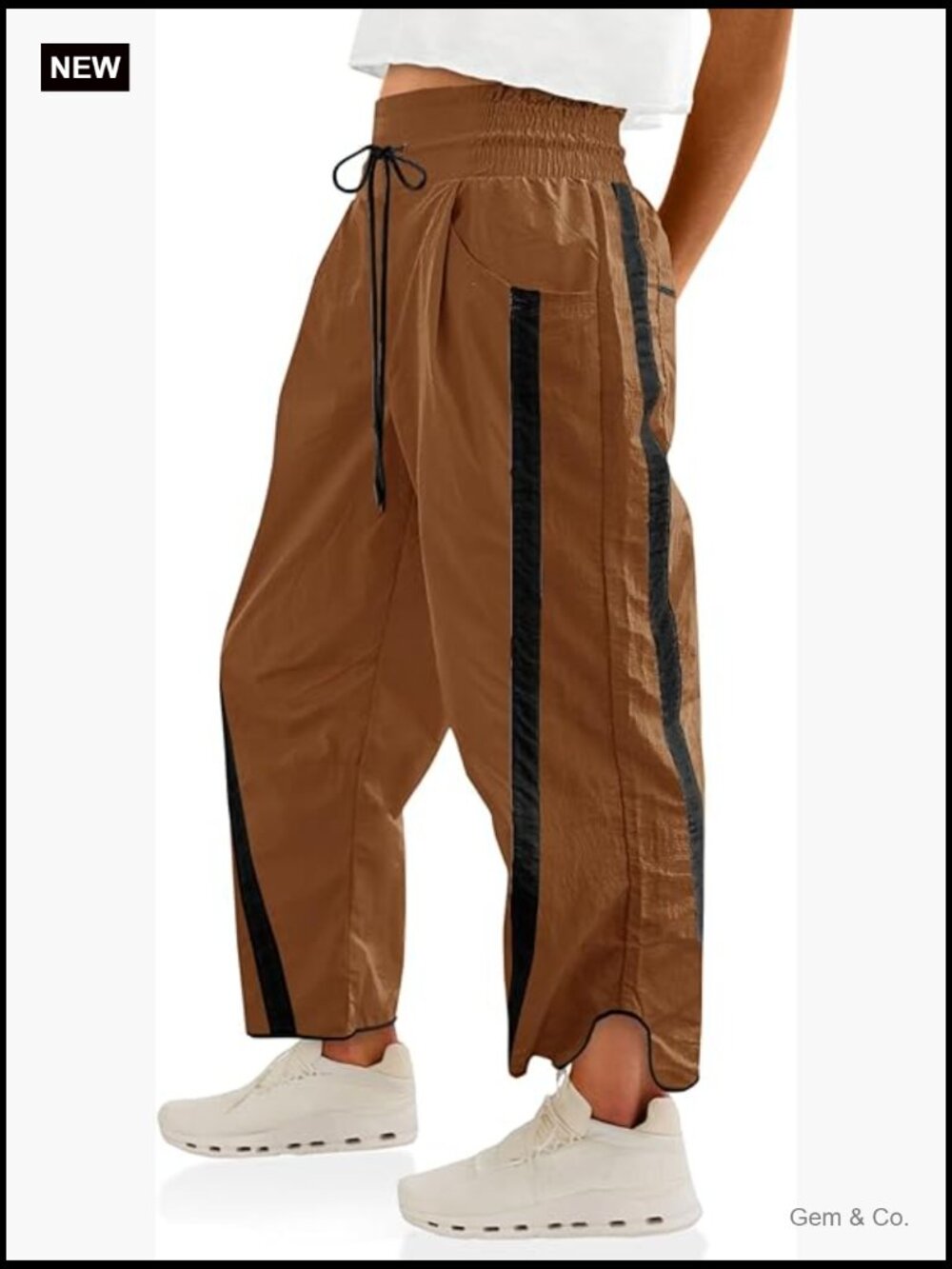 Baggy Wide Leg Track Pants with Drawstring Elastic Waist